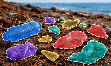 Example coastal image with detected litter items